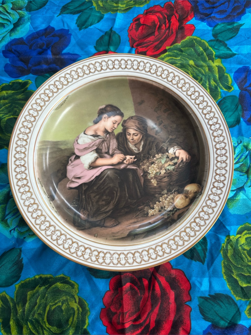Gloria Bayreuth Bavaria Gold Rim Pastoral Courting Scene Plate